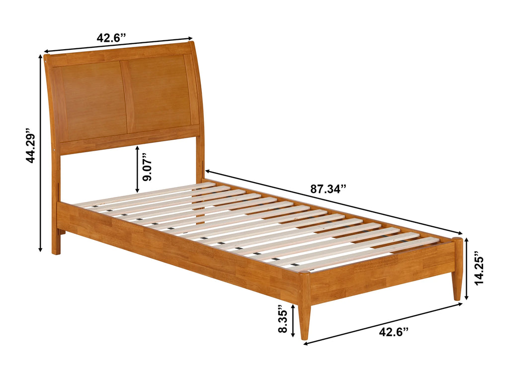 Twin XL Solid Wood Sleigh Platform Bed Z897