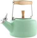 Enamel On Steel Whistling Teakettle with Wood Handle, 1.4 Quarts H86681
