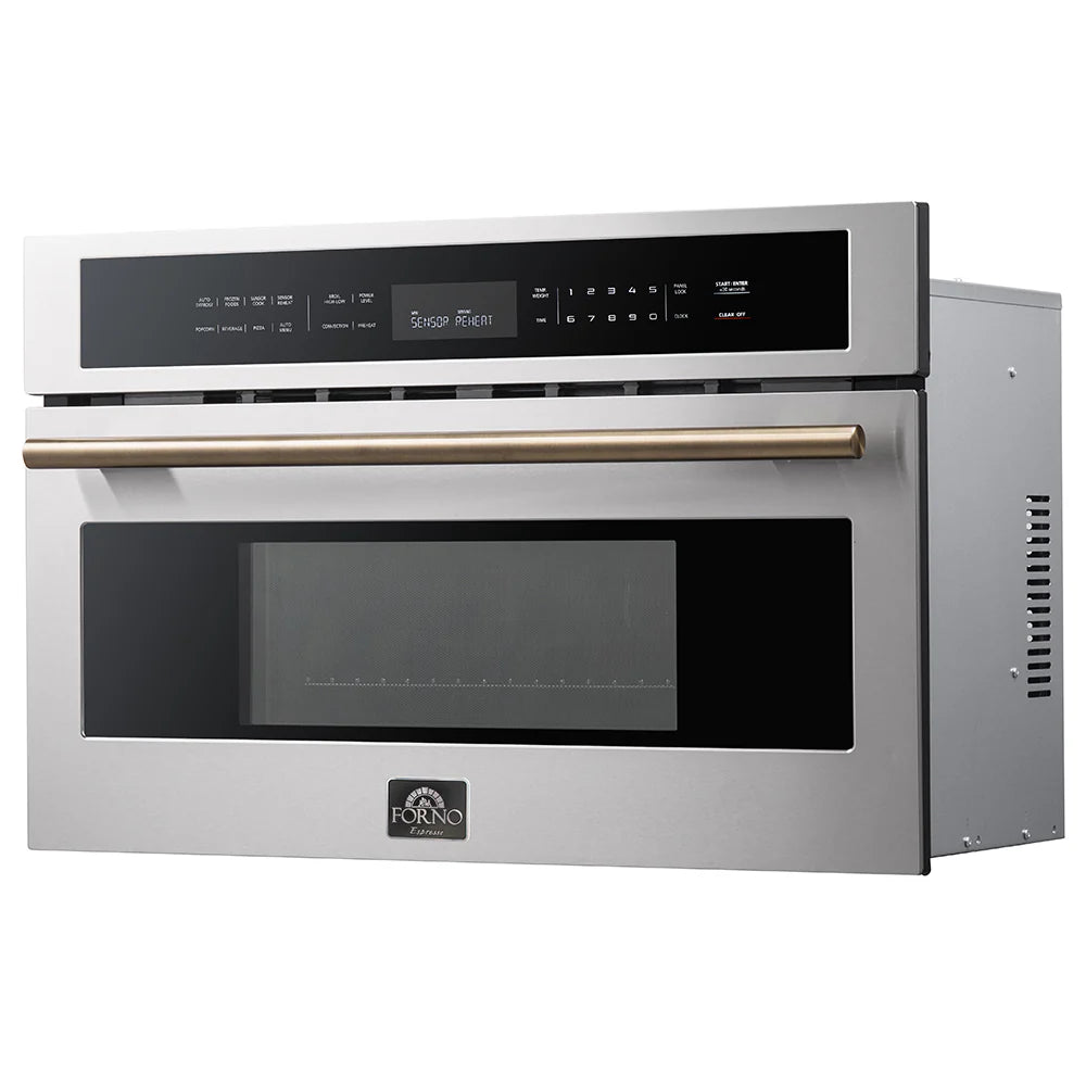 30 Built-In Microwave Oven with Antique Brass Handles D9290