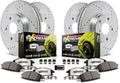 Front and Rear Drilled Slotted Brake Rotors Ceramic Brake Pads Calipers O7393