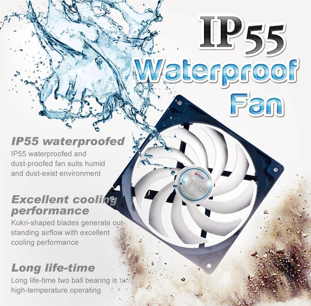 12V DC IP55 Waterproof Dustproof Cooling Fan 140mm 2 Pack H90001
