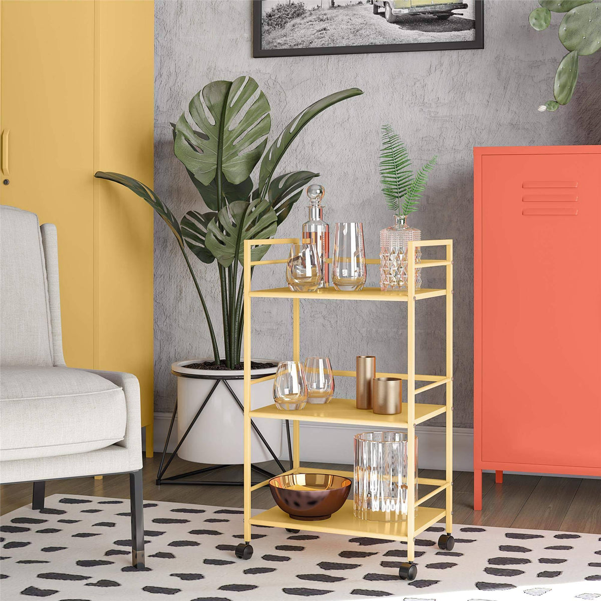 Yellow Metal Rolling Cart B2402