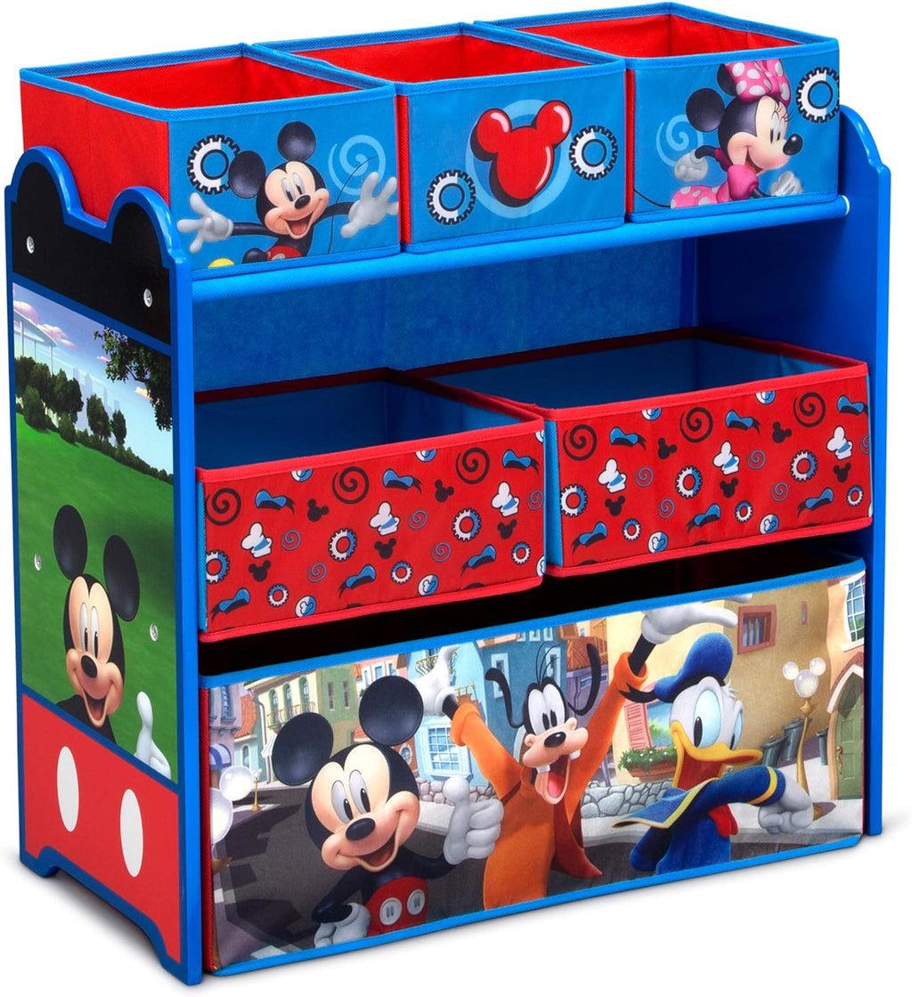 Kids Table and Chair Set with 2 Chairs and 6 Bin Toy Organizer W739472