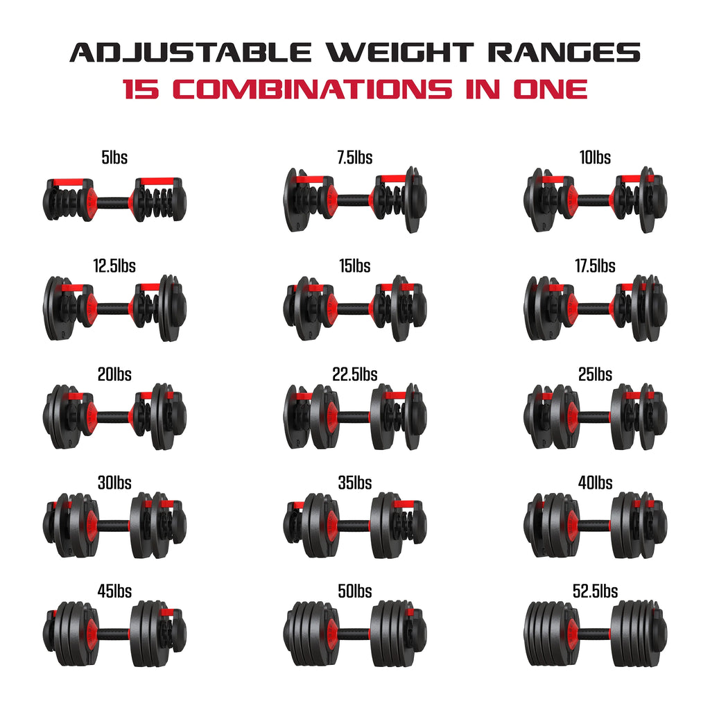 Adjustable Dumbbell 5-52.5 lbs Black O682