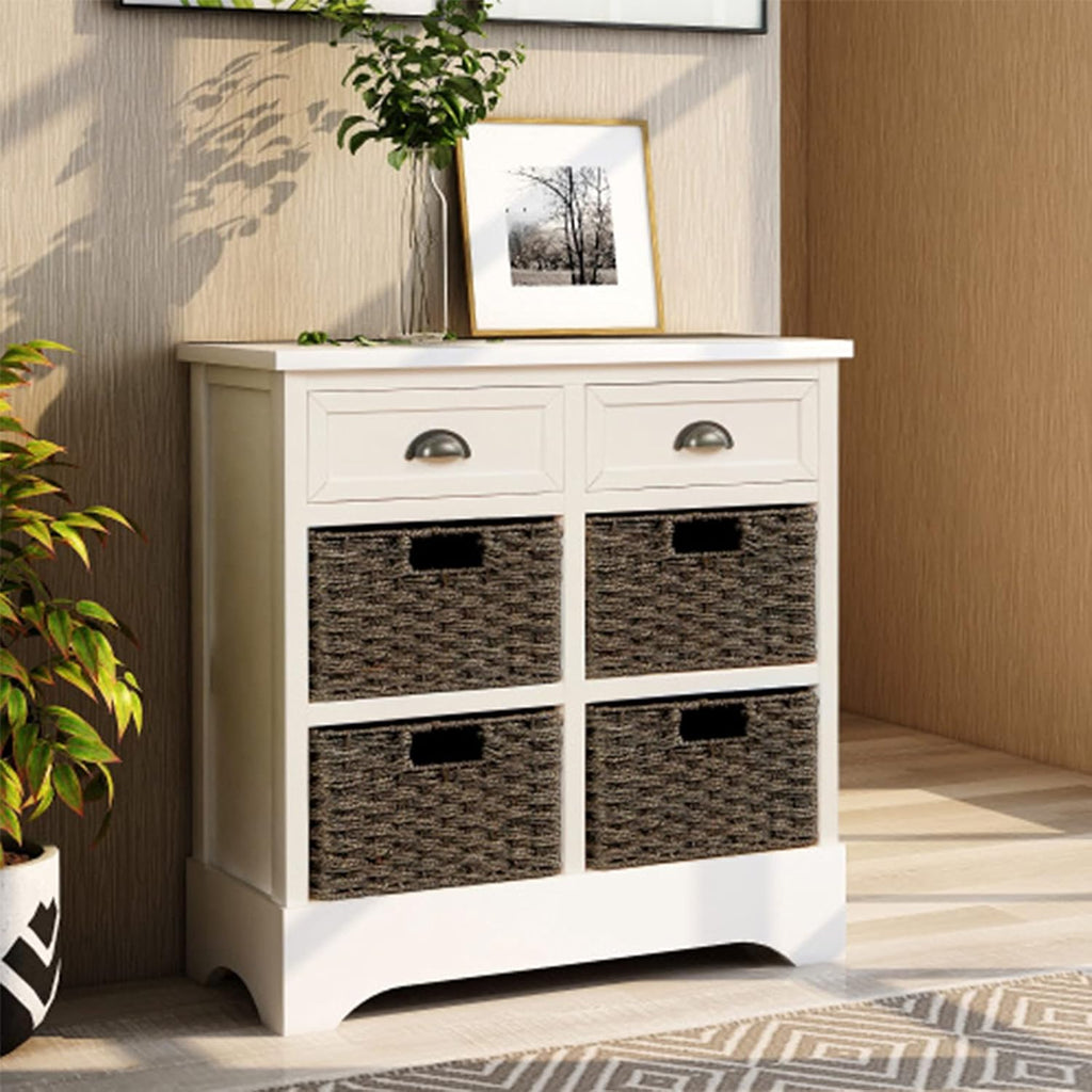 Antique Navy Wood Storage Chest with 2 Drawers and 4 Baskets D371072