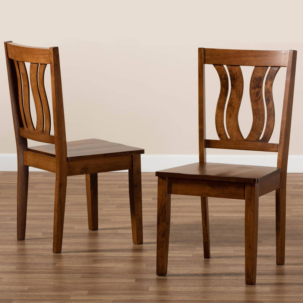 Walnut Brown Finished Wood 2-Piece Dining Chair Set M563108