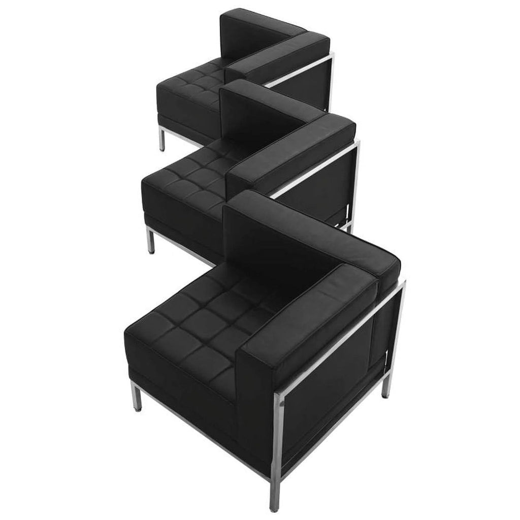 3-Piece Black Leather Sofa Set S7992