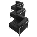 3-Piece Black Leather Sofa Set S7992