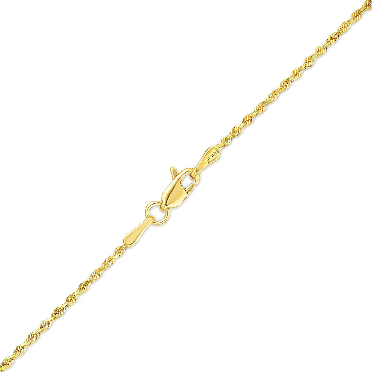 10k Yellow Gold Diamond Cut Rope Chain Necklace V41827