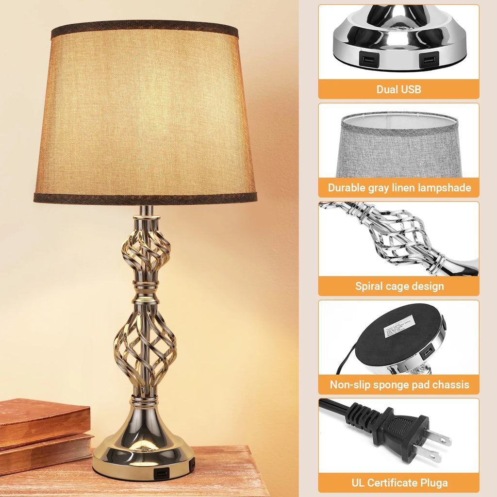 Gray Set of 2 Touch Control Dimmable Table Lamps G88071