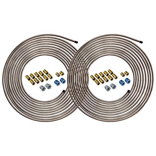 25 ft 1/4 Copper-Nickel Brake Line Tubing Coil and Fitting Kit O71508