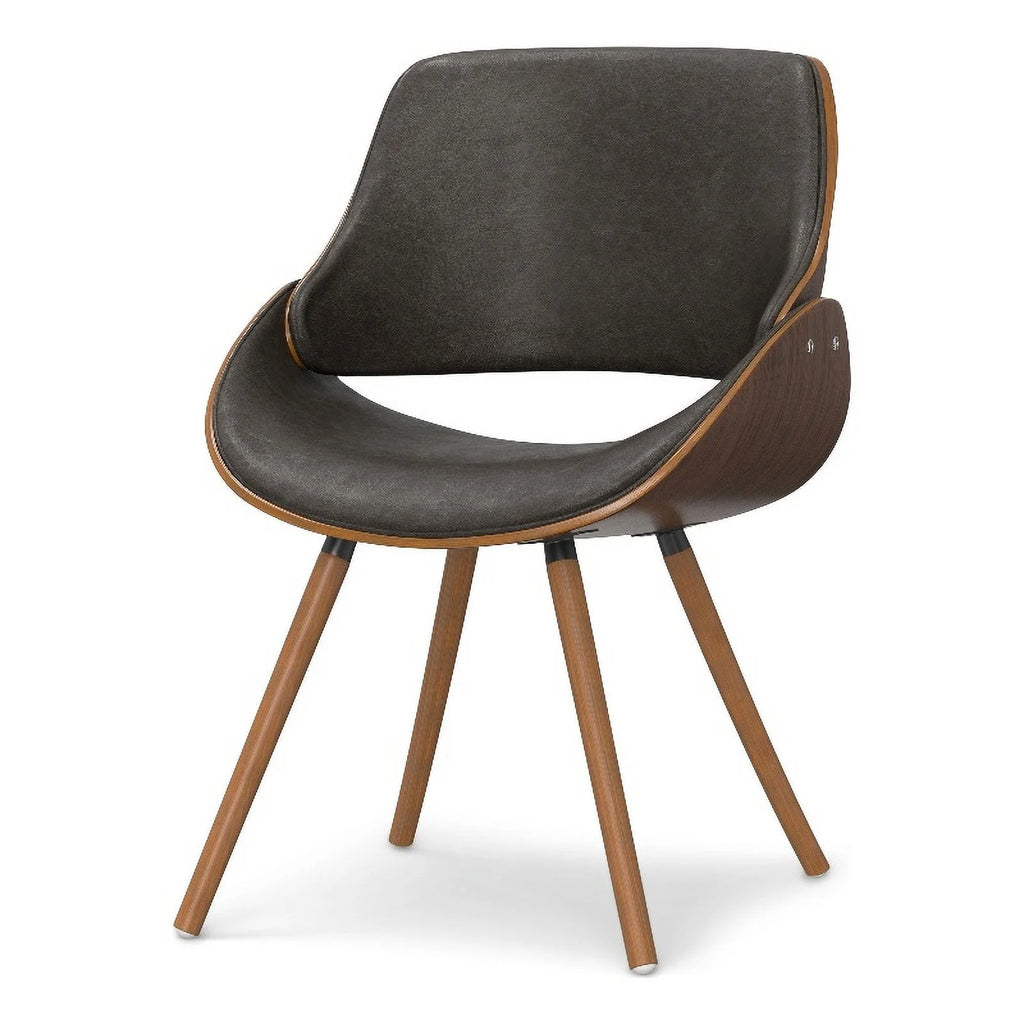 Brown Wood & Faux Leather Dining Chair E4983