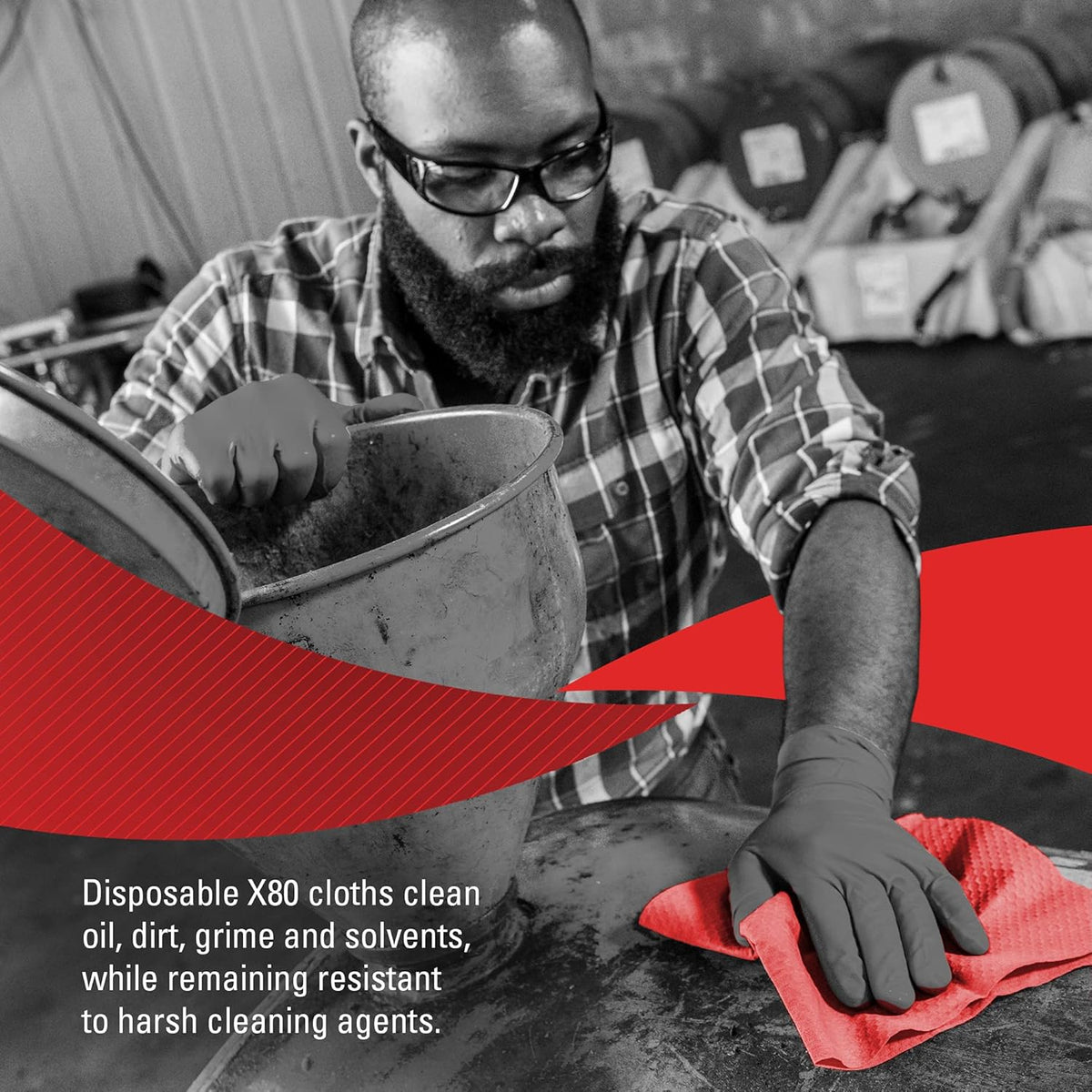 Red Jumbo Roll Reusable Wipes, 475 Sheets T8182