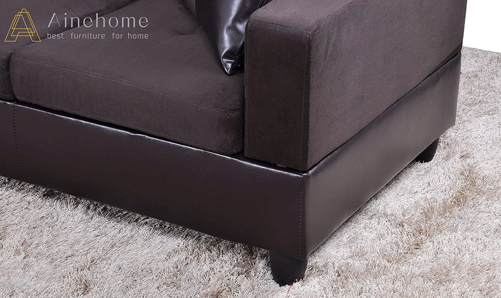 3 PCS L-Shaped Sectional Sofa Set with Storage Ottoman and Pillows W175