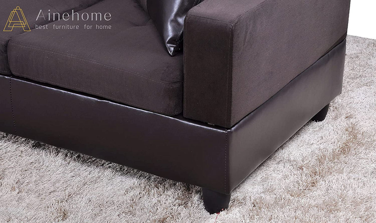 3 PCS L-Shaped Sectional Sofa Set with Storage Ottoman and Pillows W175