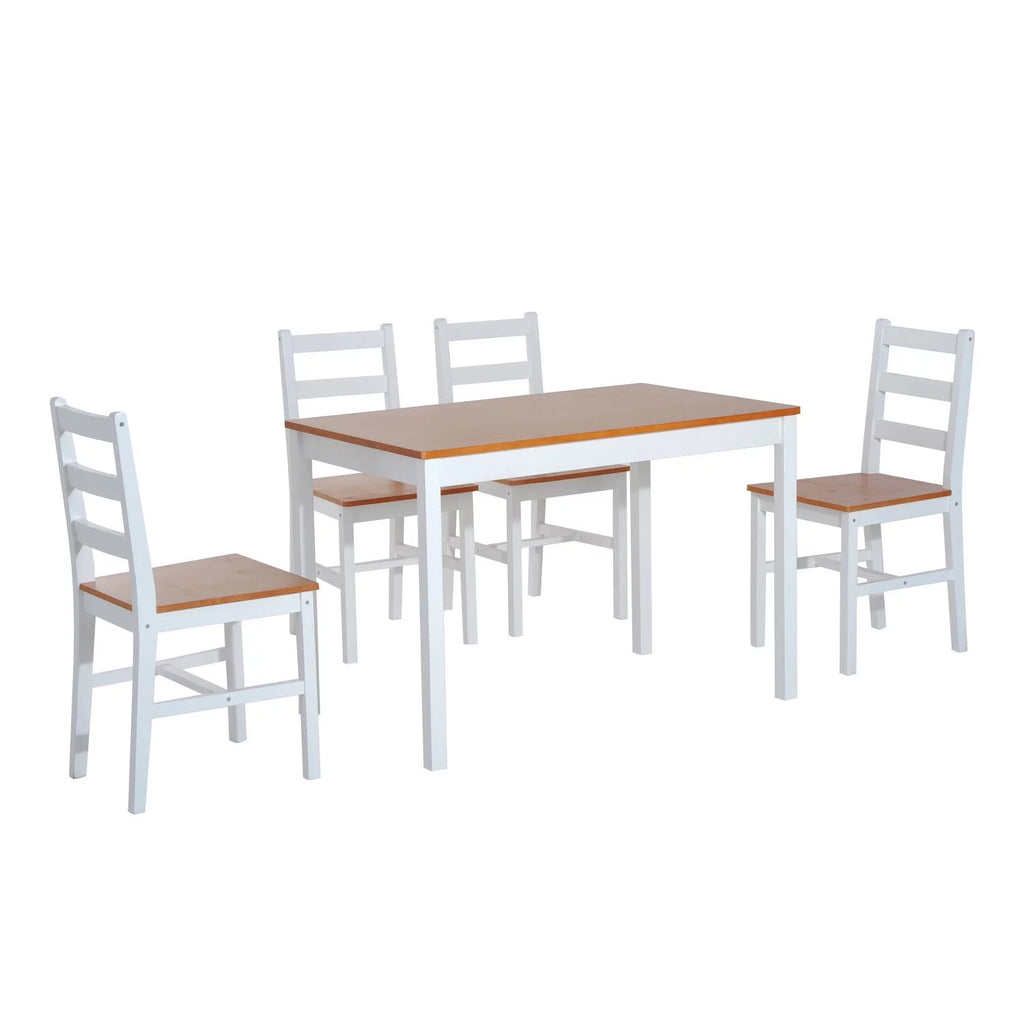 5 Piece Solid Pine Wood Table and High Back Chair Dining Set O602