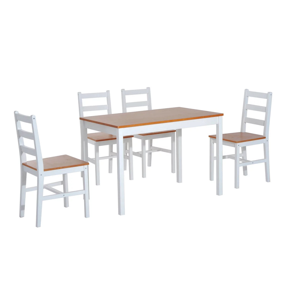 5 Piece Solid Pine Wood Table and High Back Chair Dining Set O602