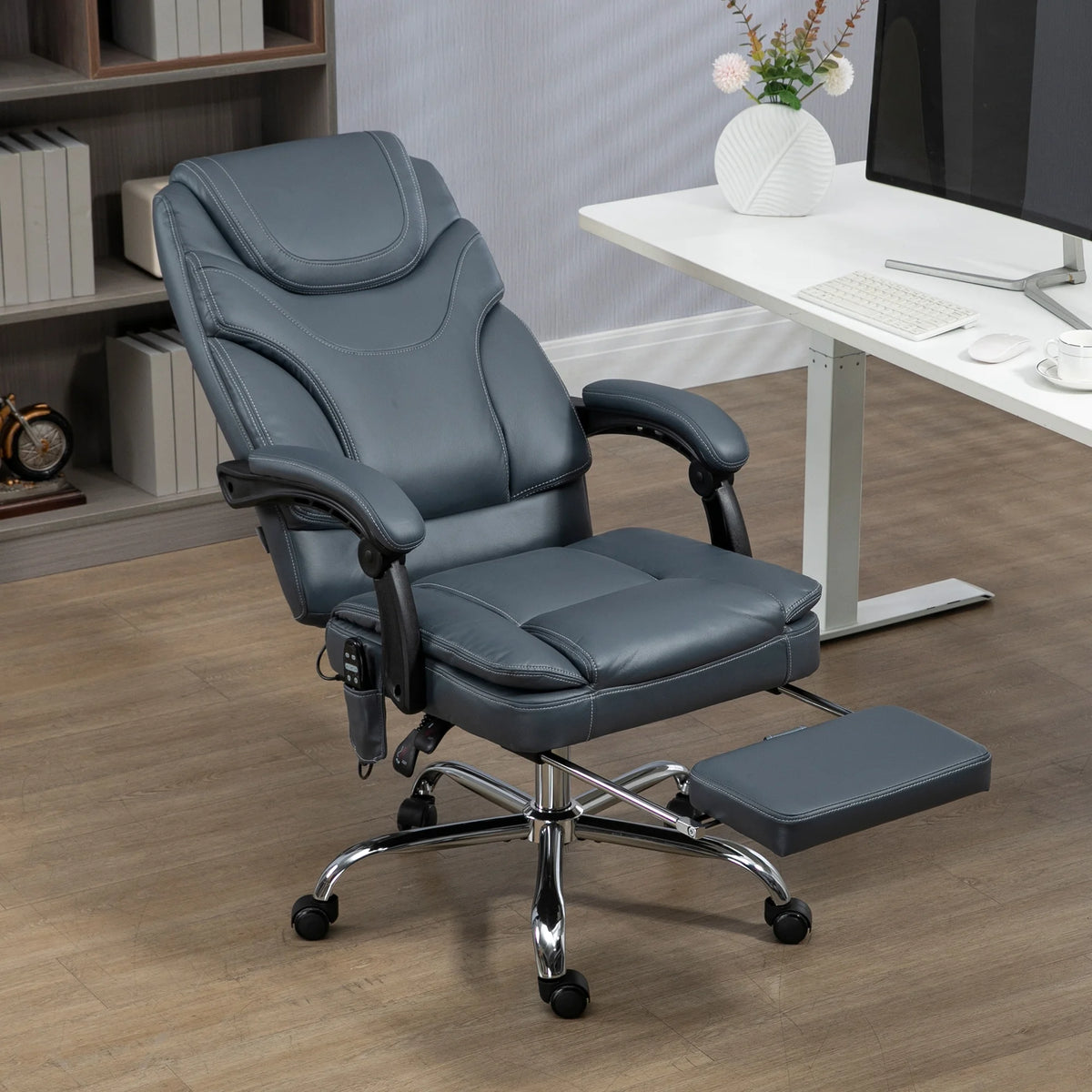 Gray PU Leather Massage Office Chair with Heat R149878