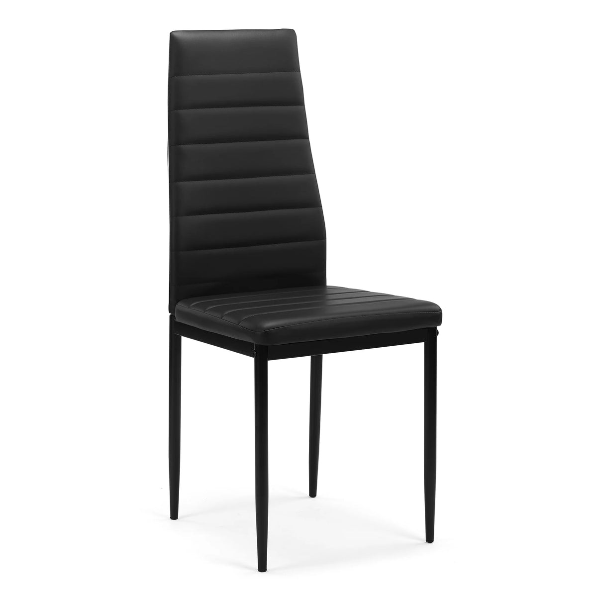 5 Pieces Tempered Glass Dining Table Set with 4 Faux Leather Chairs Black Y641534