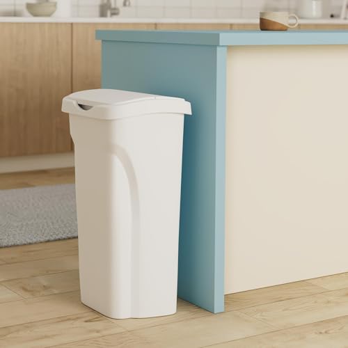 10 Gal Kitchen Trash Can with Dual Swing Lid, Pack of 2, White W1925