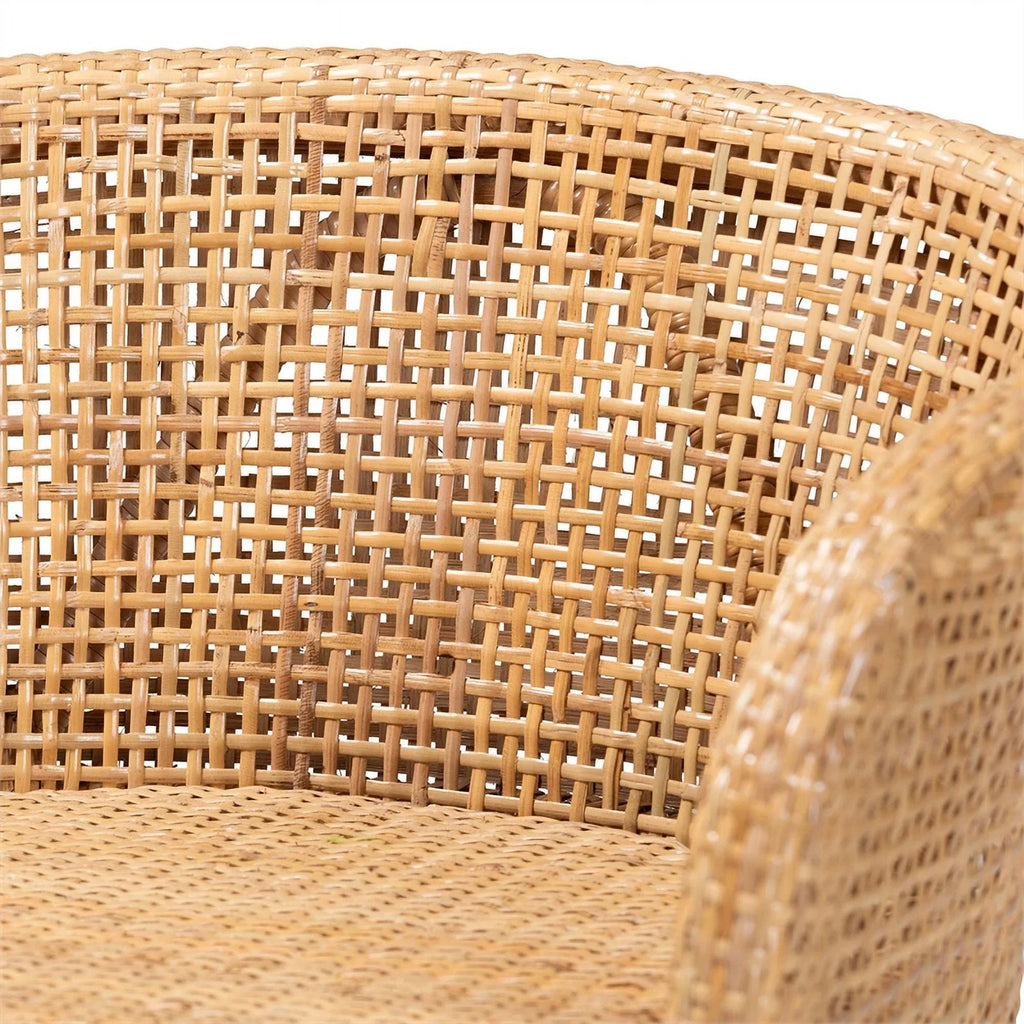Natural Rattan and Walnut Brown Acacia Wood Counter Stool J40121
