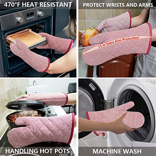 1 Pair 100% Cotton Heat Resistant Oven Mitts L4484