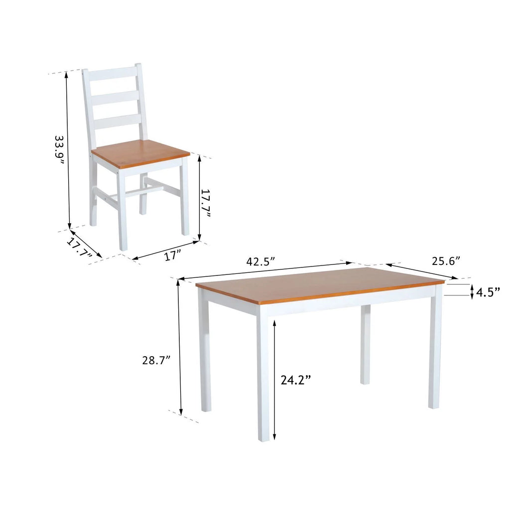 5 Piece Solid Pine Wood Table and High Back Chair Dining Set O602