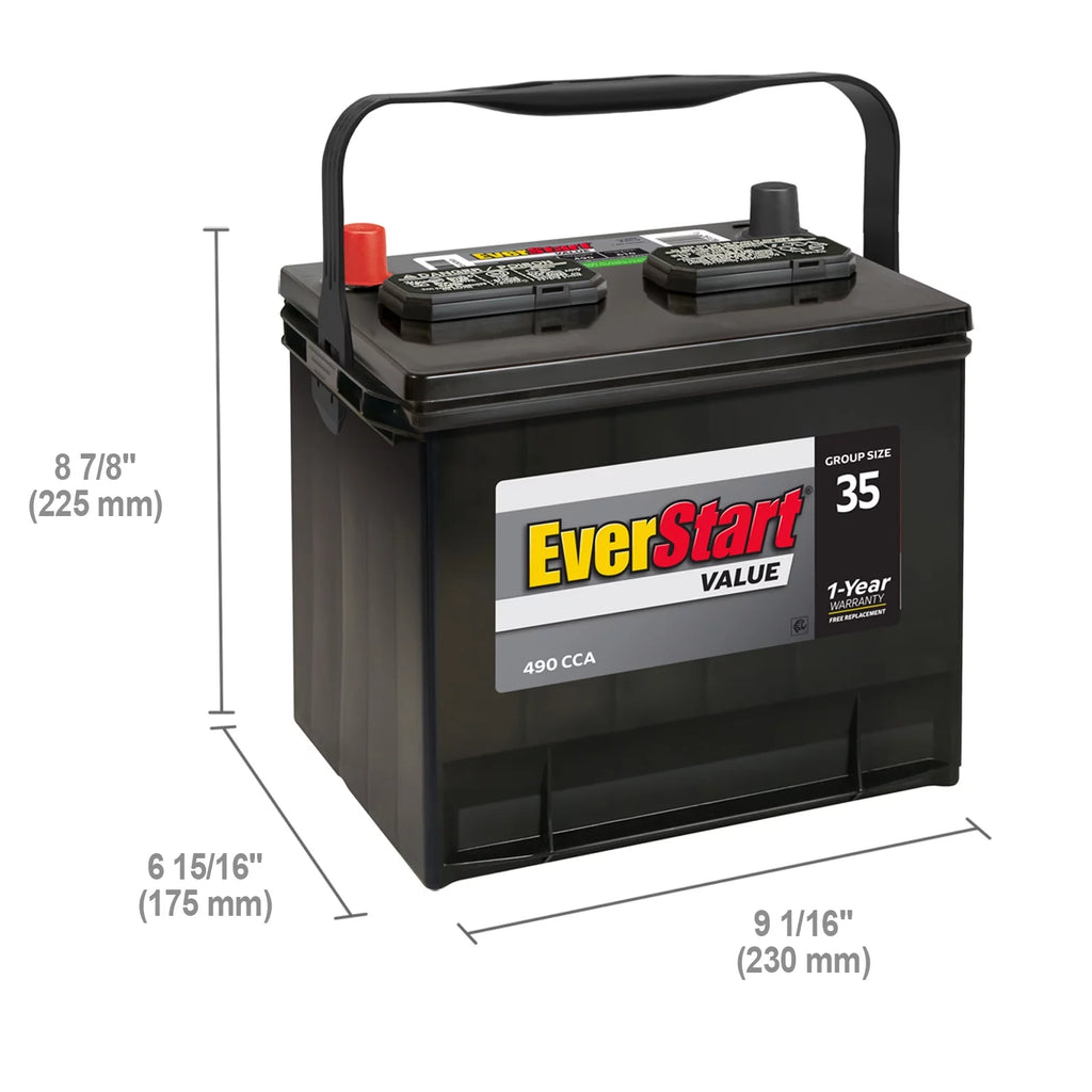 Lead Acid Automotive Battery Group Size 35 12 Volt 490 CCA F9716