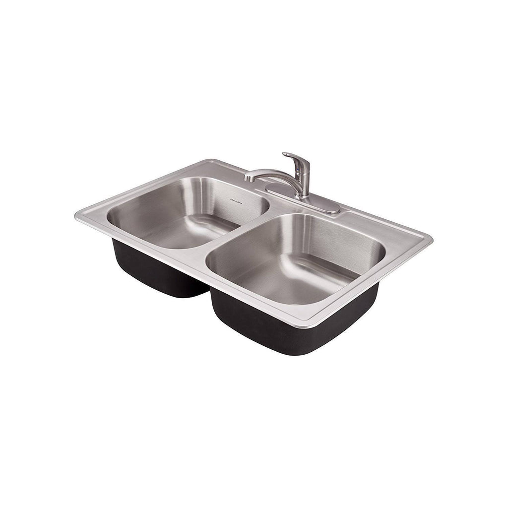 33x22 Double Bowl Stainless Steel 3-Hole Kitchen Sink D384