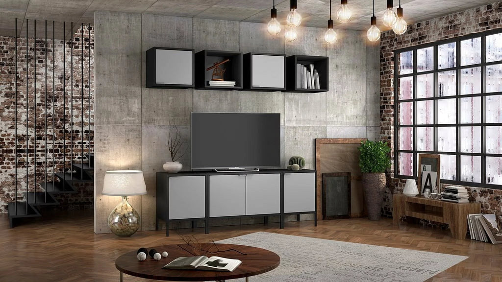 Black and Grey TV Stand Cabinet E91368