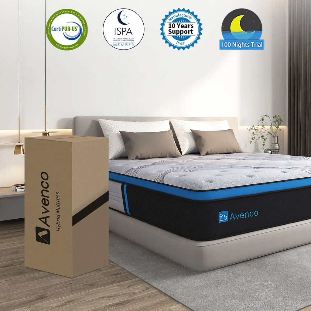 Queen Size 12-Inch Hybrid Gel Memory Foam Pillow Top Mattress M104821