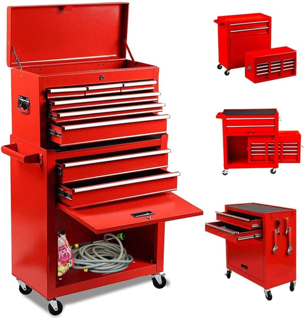 Red 8-Drawer Rolling Tool Chest with Lock V356