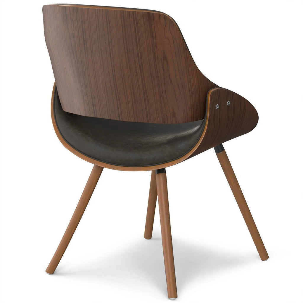 Brown Wood & Faux Leather Dining Chair E4983