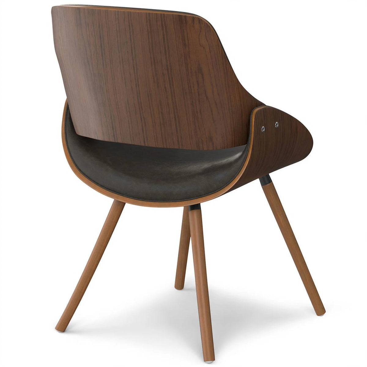 Brown Wood & Faux Leather Dining Chair E4983