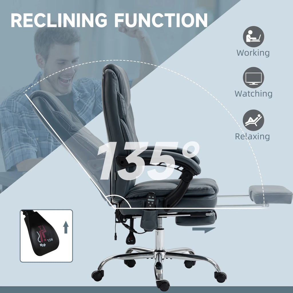 Gray PU Leather Massage Office Chair with Heat R149878