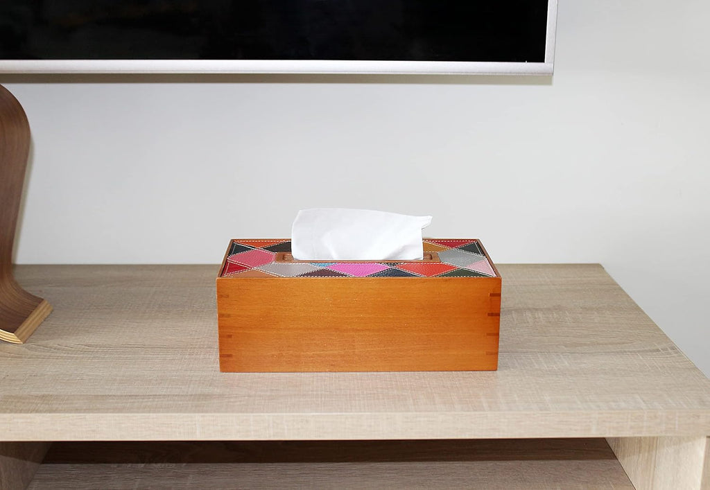 Rectangular Solid Wood Tissue Box Cover with Magnetic Lid, Pack of 2 Z953