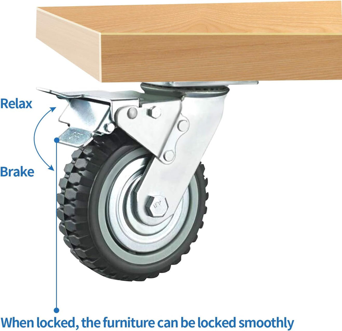 4 Pack 6 inch Swivel Rubber Wheel Casters Set with Brake T71633