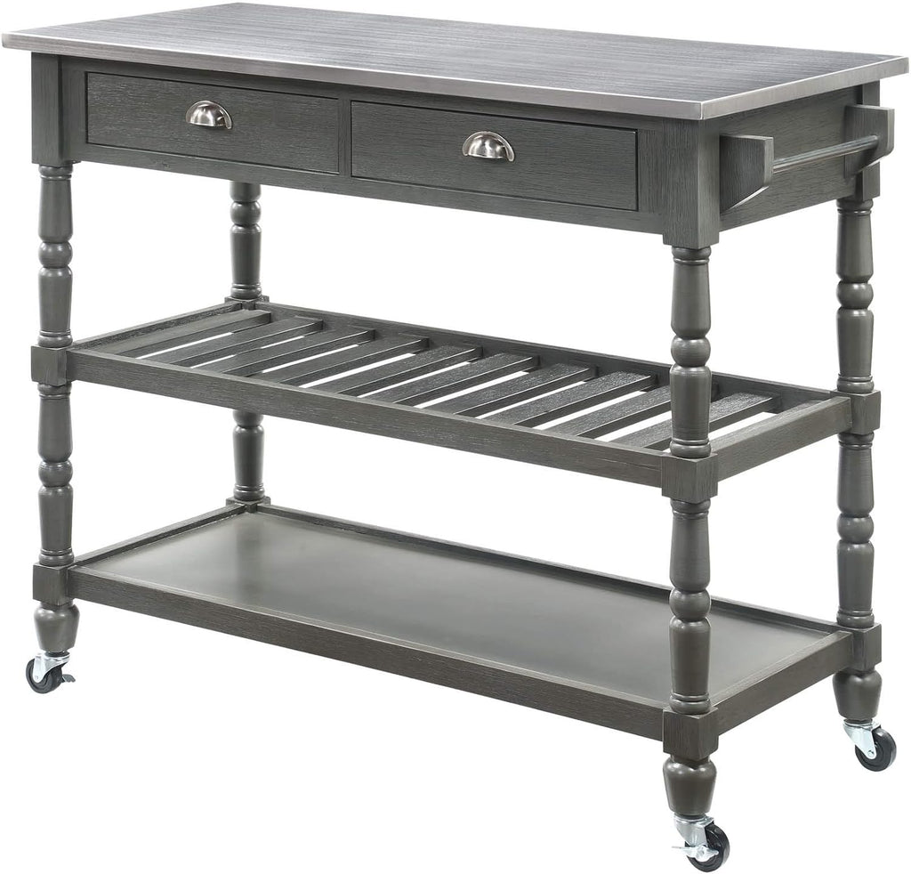 Stainless Steel 3-Tier Kitchen Cart with Drawers O245