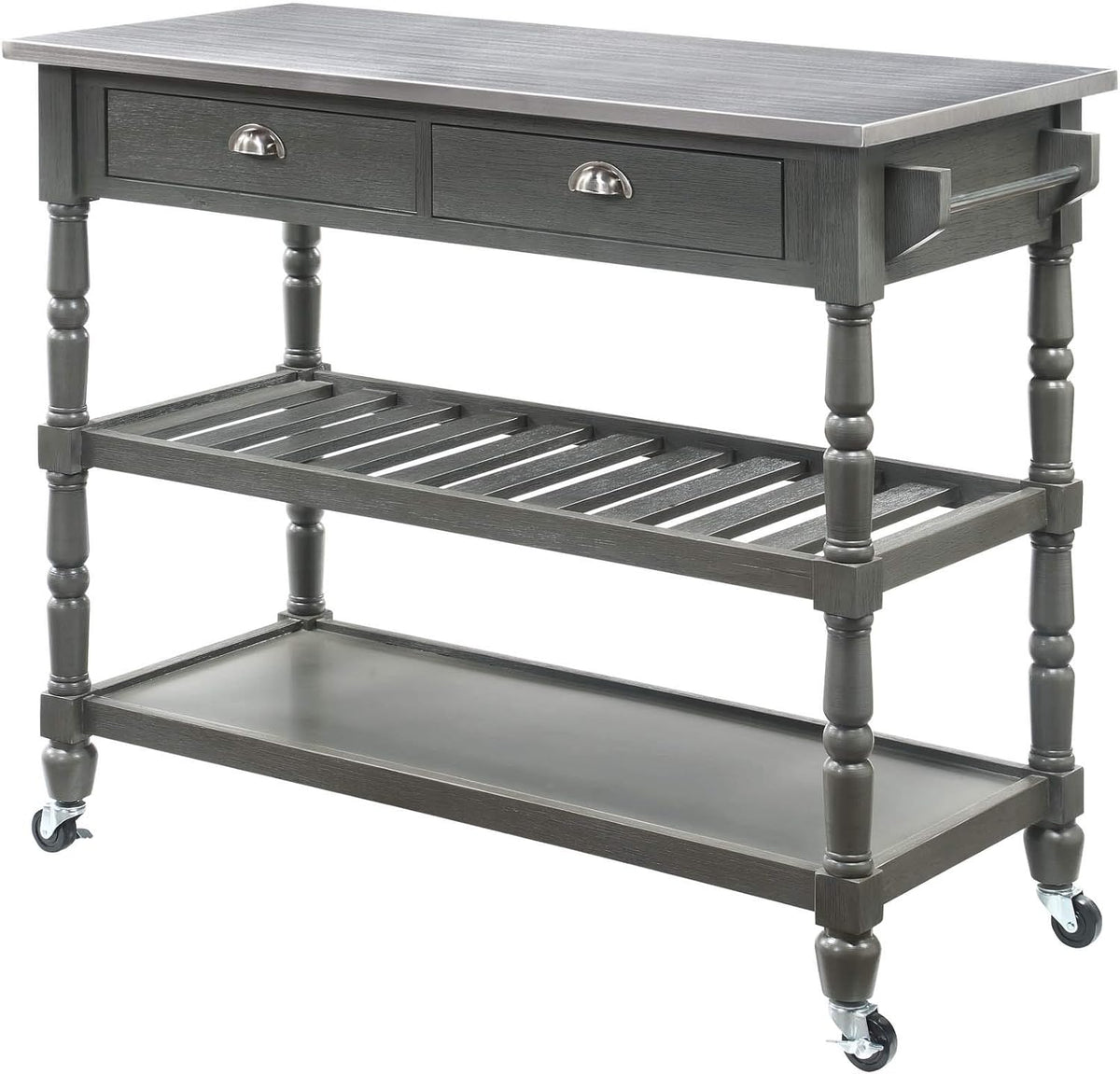 Stainless Steel 3-Tier Kitchen Cart with Drawers O245