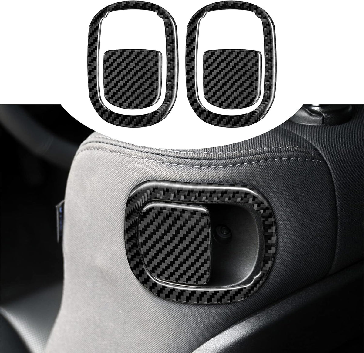 Black Carbon Fiber Seat Switch Panel Sticker 2PCS X17302