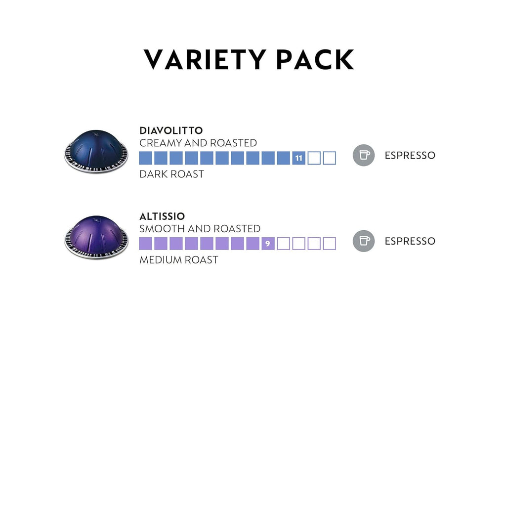 Nespresso Capsules VertuoLine Espresso Dark Roast Coffee Variety Bundle (40 + 30 Count) Z786