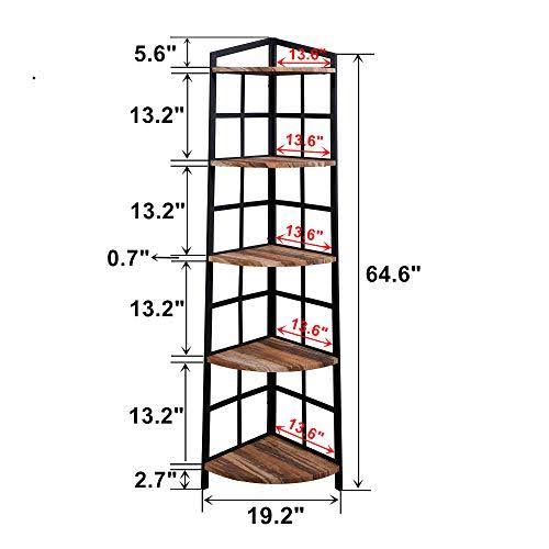 5-Shelf Industrial Corner Bookcase X8386