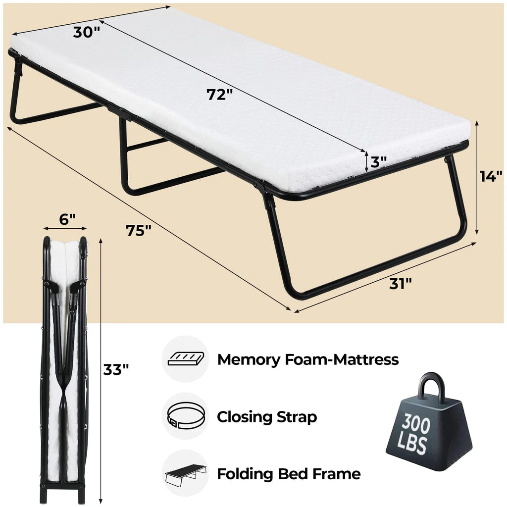 Folding Bed with Memory Foam Mattress Y762