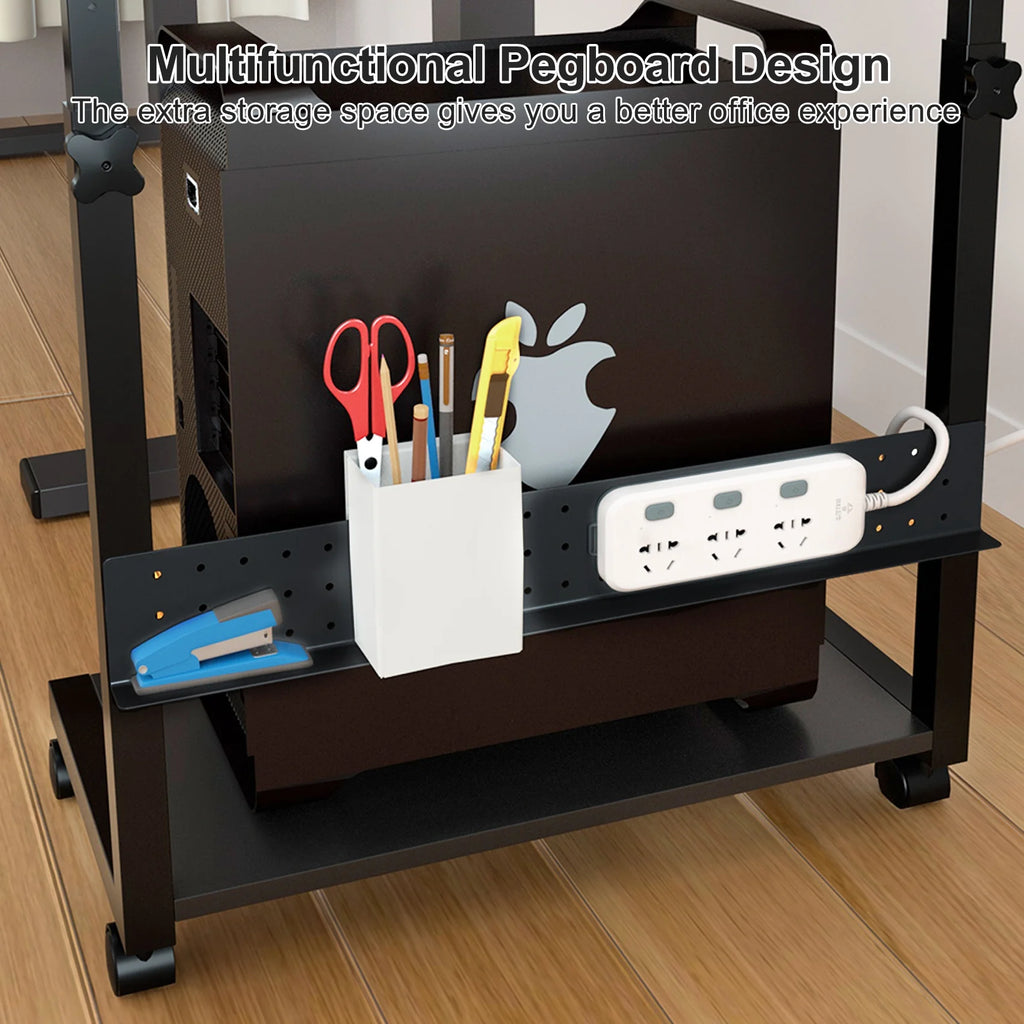 3 Tier Wooden Computer Tower Stand with Rolling Casters A278800