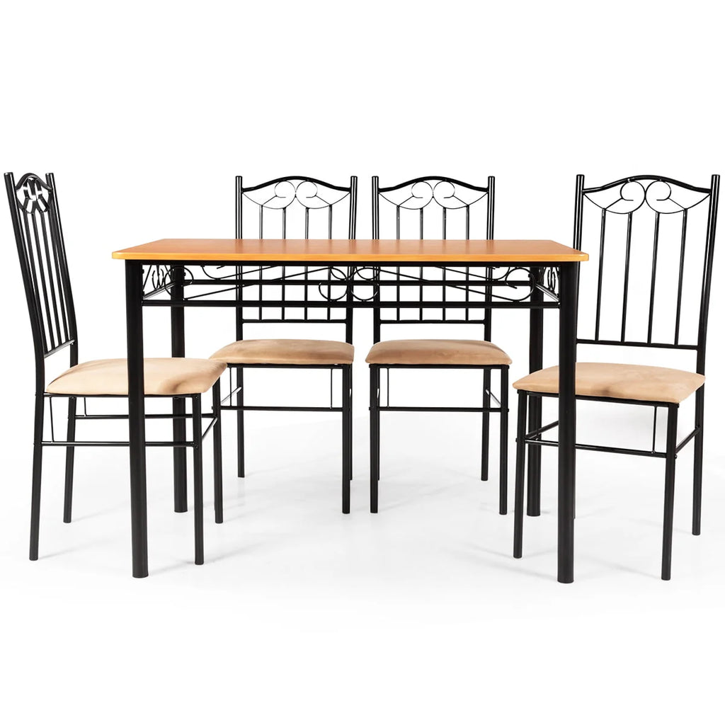 5 PC Wood Metal Dining Set with Table and 4 Chairs R172686