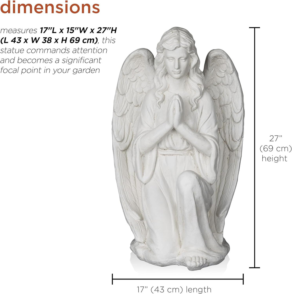 White Kneeling Praying Angel Statue Q36086
