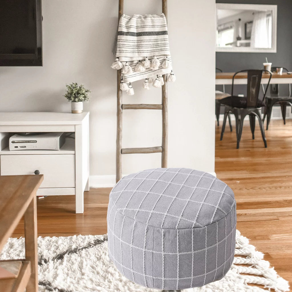 Gray Ottoman Pouffe Cover Foot Stool Cubes X922728