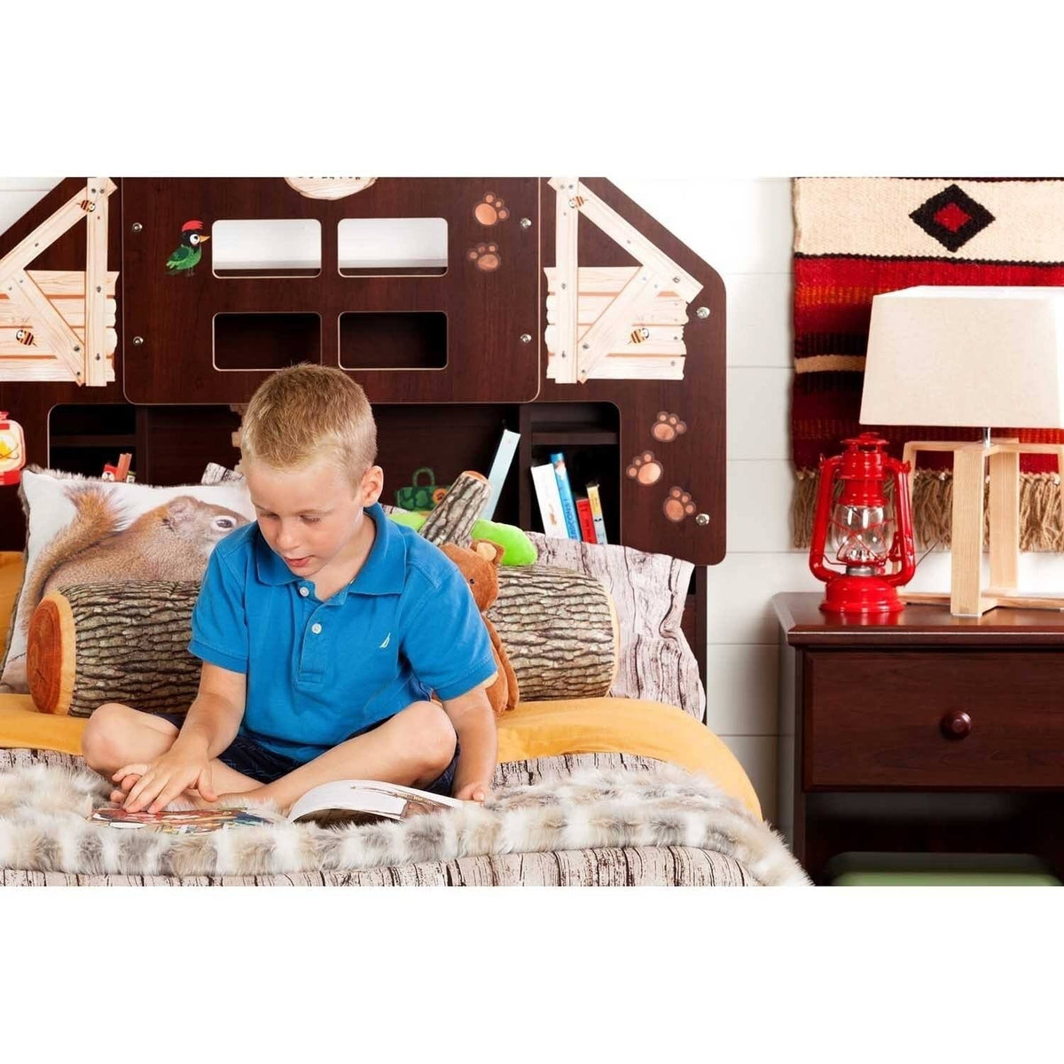 Twin Bookcase Headboard with Decals N610477