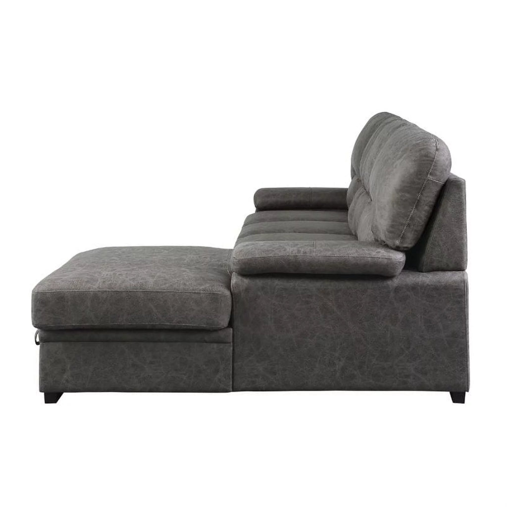 Dark Gray Microfiber Sectional with Right Chaise C18876
