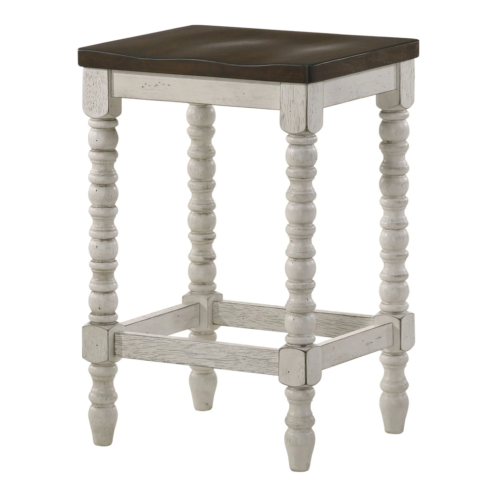 Dark Walnut and Antique White Counter Height Stools Set of 2 C16678